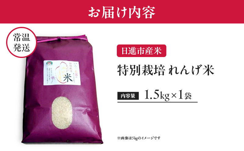 お米 特別栽培れんげ米 日進市産米 1.5kg×1袋 米 コメ 精米 白米 あいちのかおり 特別栽培米 れんげ草 日進市 愛知県
