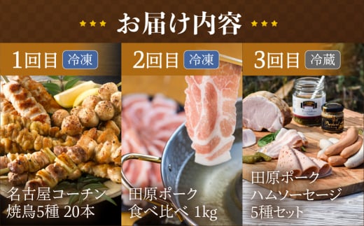 渥美半島の恵み 地鶏 ブランド豚 定期便 全3回