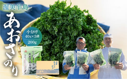 あおさ 小分け (40g×5パック) 計200g 愛知県 三河湾 あおさのり 「はじめまして あおさのり です。」　 アオサ海苔 味噌汁 お吸い物 海藻類 お取り寄せ お取り寄せグルメ 送料無料 国産 食品 産地直送 12000円