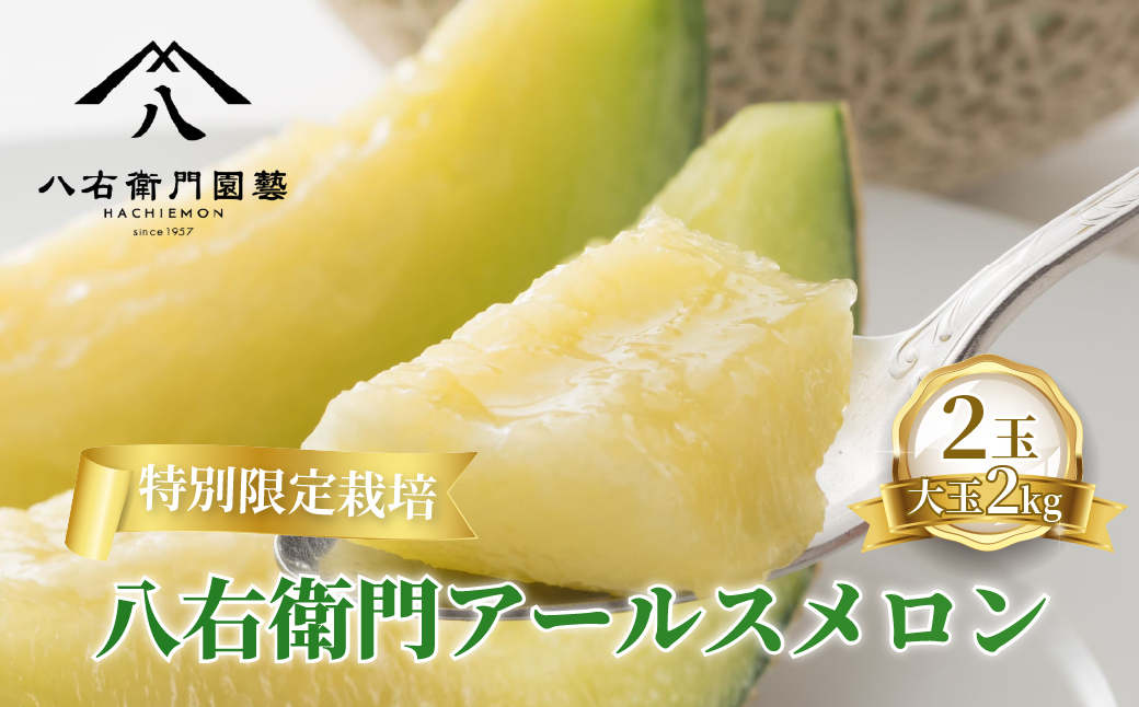 特別限定栽培 八右衛門アールスメロン 大玉2kg 2玉 （マスクメロン） 先行予約 メロン めろん 箱詰め フルーツ 果物 愛知県 田原市 6月 7月