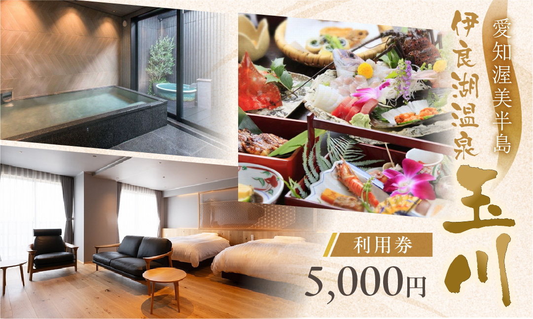 愛知渥美半島 伊良湖温泉 魚と貝のうまい宿 玉川 利用券 5千円分 旅館 旅行券 宿泊券 観光 愛知県 田原市