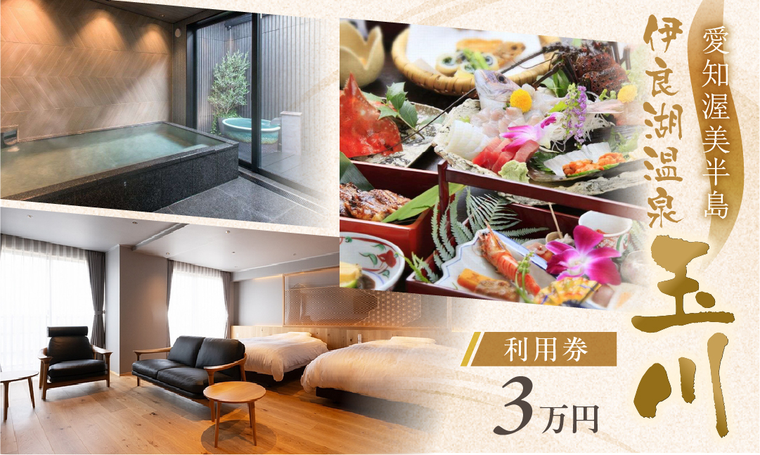 愛知渥美半島 伊良湖温泉 魚と貝のうまい宿 玉川 利用券 3万円分 旅館 旅行券 宿泊券 観光 愛知県 田原市