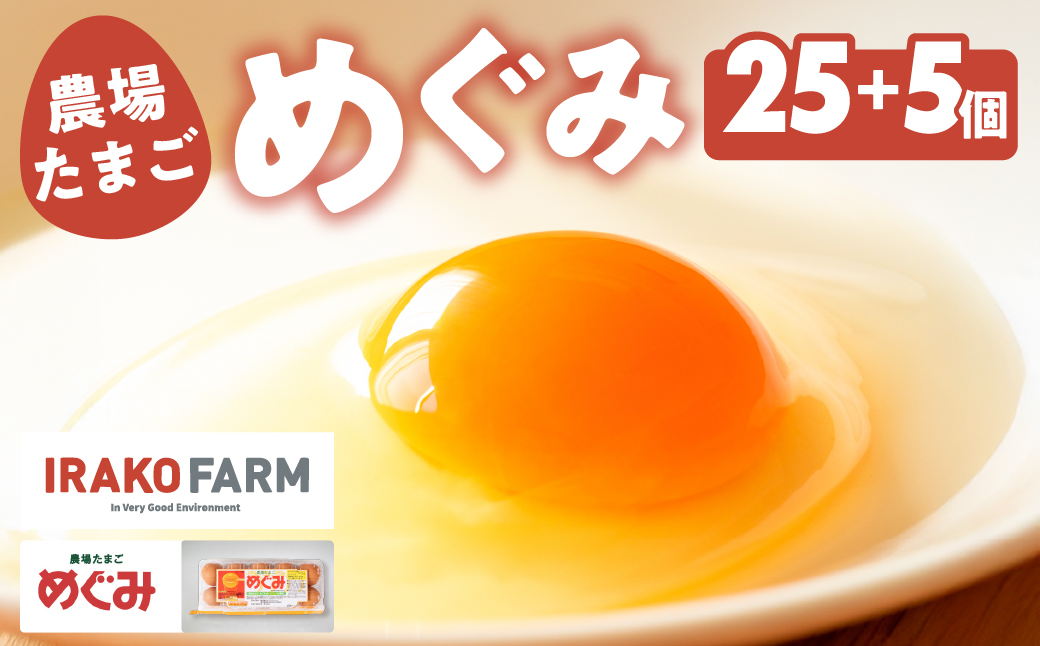 農場たまご めぐみ 30個　割れ保証付き 卵 たまご 鶏卵 30 赤玉 新鮮 イラコファーム 愛知県 田原市