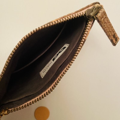 NYATTU PROJECT 天然パイソン(ヘビ革)フラグメントケース(ポーチ)ピンクマダラ