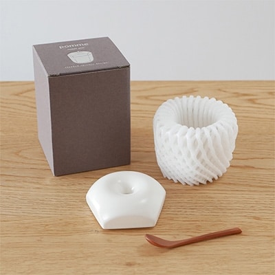りんごの形のシュガーポット pomme 白　【ttyokzk ceramic design】