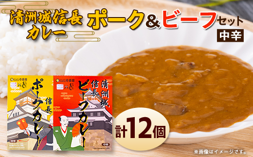 清洲城信長ポークカレー(中辛)と清洲城信長ビーフカレー(中辛)12個セット