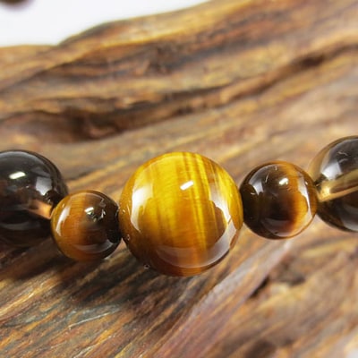 数珠ブレスレット　虎目石＆茶水晶