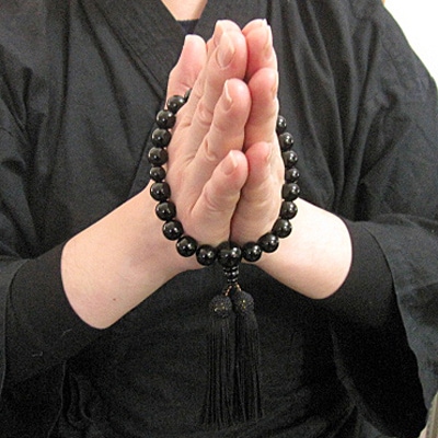 数珠　男性用　オニキス　正絹房　桐箱入