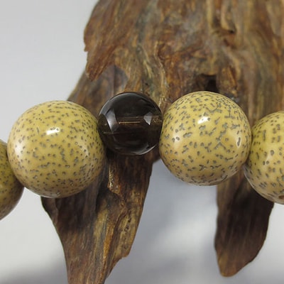 数珠男性用　星月菩提樹　茶水晶仕立て　正絹房　桐箱入