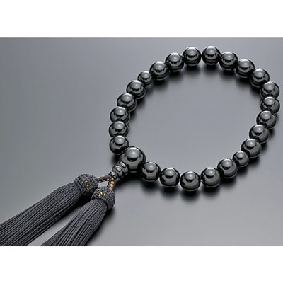 数珠男女ペアセット(黒オニキス・黒オニキス・桃色水晶・正絹房)※ペア桐箱入