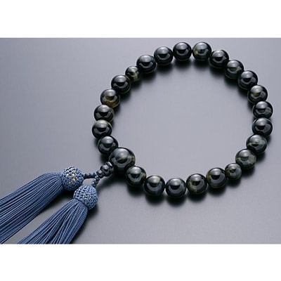 数珠男女ペアセット(青虎目石・桃色水晶・正絹房)※ペア桐箱入 