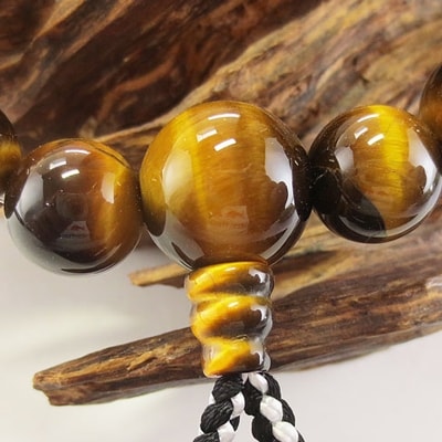 数珠 男性用 虎目石 正絹房 桐箱入