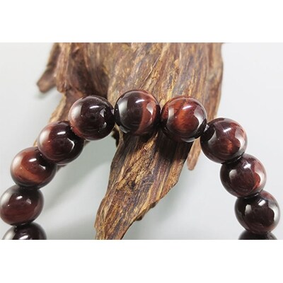 天然石　数珠ブレスレット　赤虎目石　(レッドタイガーアイ)　10ミリ