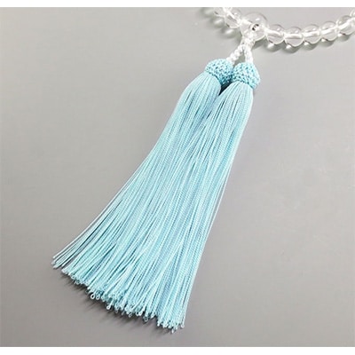 女性用数珠(念珠)　本水晶　ラリマー入　正絹細房　桐箱入