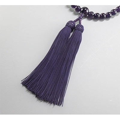 女性用数珠(念珠)　紫水晶　共仕立　正絹細房　桐箱入