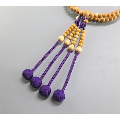 数珠(念珠)　黄楊(つげ)　共仕立　正絹紫かがり凡天房　桐箱入