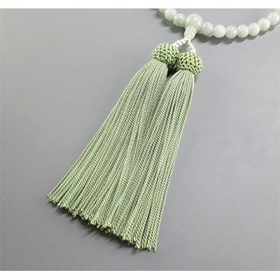 女性用数珠(念珠)　ビルマ産　本翡翠　共仕立　正絹房　桐箱入