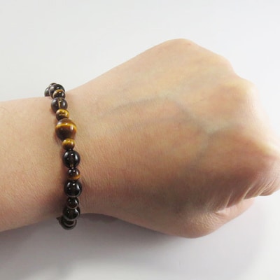 数珠ブレスレット　虎目石＆茶水晶