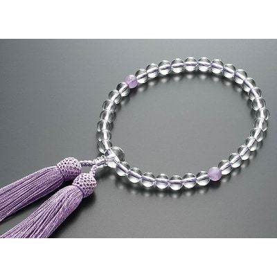 数珠男女ペアセット(青虎目石・本水晶・藤雲石・正絹房)※ペア桐箱入