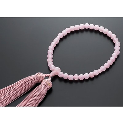 数珠男女ペアセット(青虎目石・桃色水晶・正絹房)※ペア桐箱入 