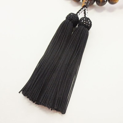 数珠 男性用 虎目石 正絹房 桐箱入