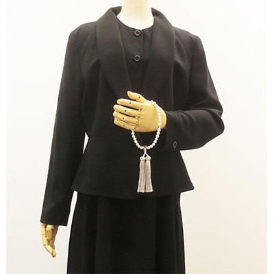 女性用数珠(念珠)　淡水パール　水晶仕立　正絹花かがり房　桐箱入