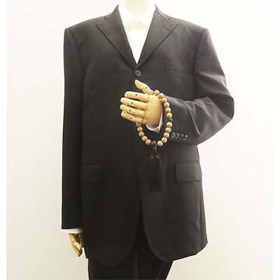 男性用数珠(念珠)　星月菩提樹　　黒翡翠仕立　正絹黒房　桐箱入