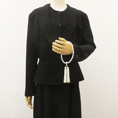 女性用数珠(念珠)　ホワイト瑪瑙　共仕立　正絹白房　桐箱入