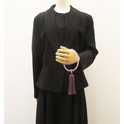 女性用数珠(念珠)　藤雲石　共仕立　正絹藤房　桐箱入