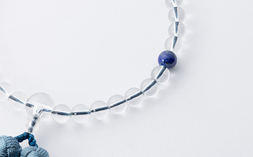 数珠男女ペアセット　青虎目石・水晶　ラピスラズリ入　正絹房　桐箱入