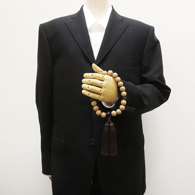 数珠男性用　星月菩提樹　茶水晶仕立て　正絹房　桐箱入