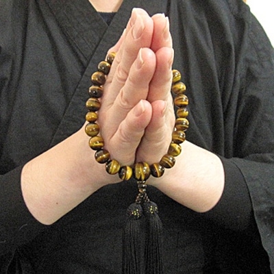 数珠 男性用 虎目石 正絹房 桐箱入