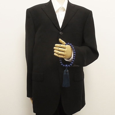 男性用数珠　ラピスラズリ　正絹房　桐箱入り