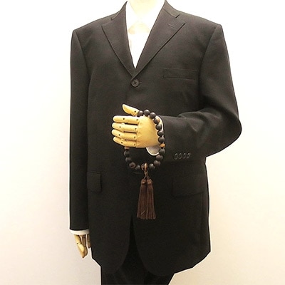 男性用数珠　国産　黒柿　虎眼石仕立　正絹房/ 桐箱入り