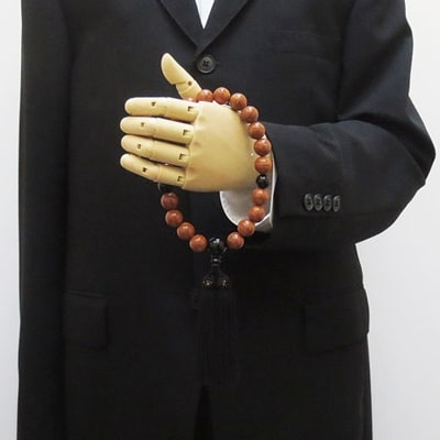 数珠　男性用　『鳳眼菩提樹・オニキス仕立』　正絹房　桐箱入