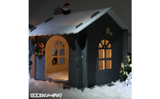 キャットハウス(カーテン、クッション、窓付き)　グレー　1個