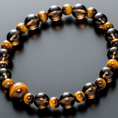 数珠ブレスレット　虎目石＆茶水晶