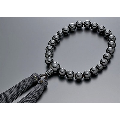 数珠　男性用　オニキス　正絹房　桐箱入