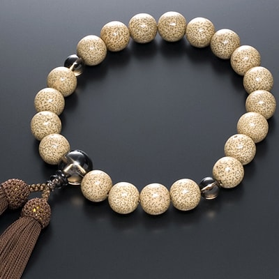 数珠男性用　星月菩提樹　茶水晶仕立て　正絹房　桐箱入