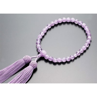 女性用数珠(念珠)　藤雲石　共仕立　正絹藤房　桐箱入