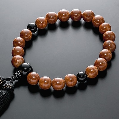 数珠　男性用　『鳳眼菩提樹・オニキス仕立』　正絹房　桐箱入