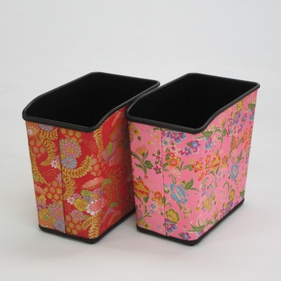 【山田人形店】愛知県北名古屋市　和室にぴったりなおしゃれな西陣織金襴小物入れ　赤地・ピンク地　各1個