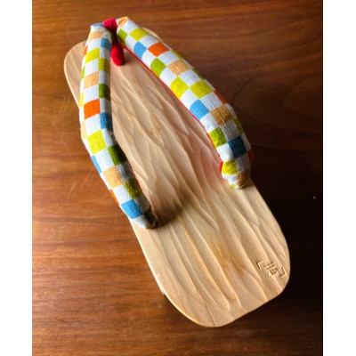 郡上踊り　踊り下駄　槍鉋(やりかんな)下駄　女性用LLサイズ　鼻緒/市松