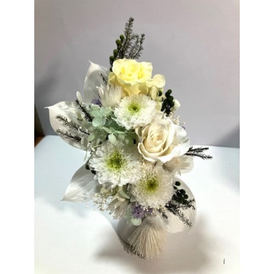 プリザーブドフラワーお供え用　ホワイトグリーン・イエロー