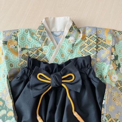 ベビー袴 80 SIZE 雲取り文様×黒色の袴