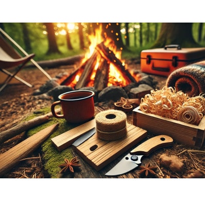 槍鉋仕上げの鉋屑から生まれた地球に優しい【ひのき】の着火材　～キャンプに最適な自然素材～