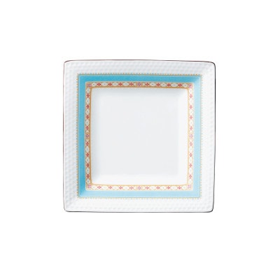 ノリタケ【ハミングブルー】19cmスクエアプレートペア