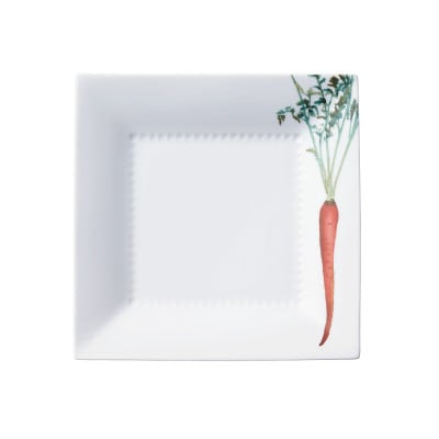 ノリタケ【京香旬彩】23cmスクエアプレートペア(加茂茄子・金時人参)