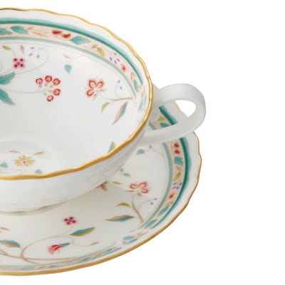 ノリタケ【花更紗】ティーカップ＆ソーサーペア