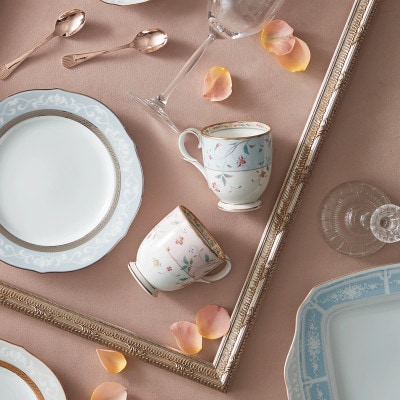 ノリタケ【花更紗】マグカップ(ブルー)